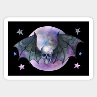 Watercolor Skull Bat Sticker